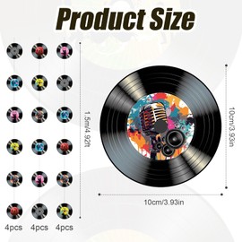 12pcs Vinyl Record Hanging Banner Retro 50s 70s 80s Music Party Decorations Pre-strung Garland with Panel Cutouts Rock 'n' Roll Party Decoration Streamer Birthday