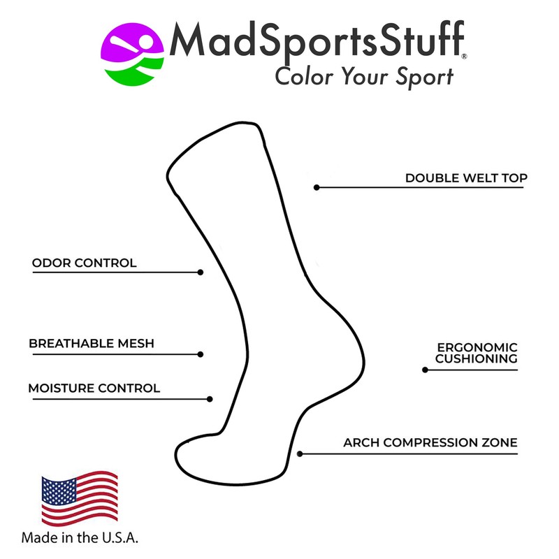 MadSportsStuff Softball Logo Crew Socks (Neon Green/Navy, Medium)