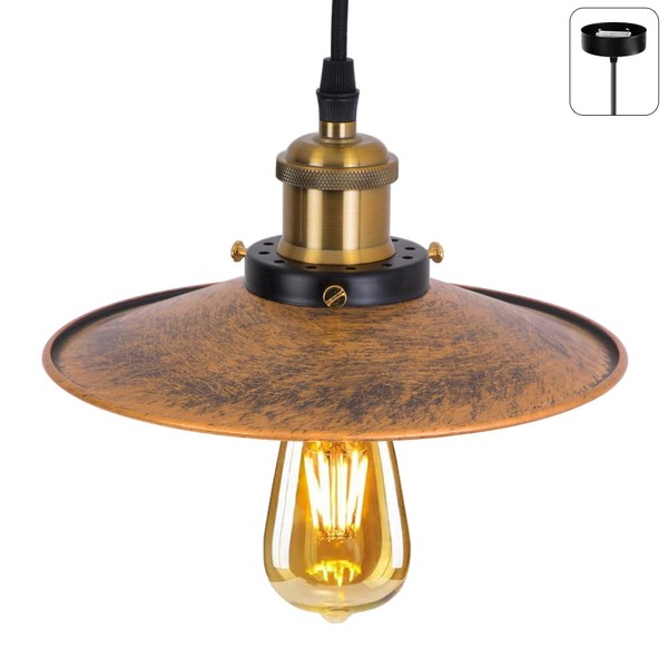 Pendant Light, Retro Copper Color, Hanging Light, Ceiling Lamp, Nordic Style, Modern Industrial Style, E26 Base, Bulb Sold Separately, Steel, Dining Room, Kitchen, Interior Lighting, Lighting Fixture,