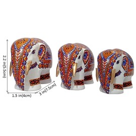 Purpledip Resin Statues Elephant Family: Set Of 3 Figurines For Home Decoration (12493)
