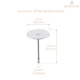 BEADNOVA Stud Earring Posts 720pcs 5mm Stainless Steel Hypoallergenic Earring Posts and Backs Rubber and Stainless Steel Earring Backs Earring Posts for Jewelry Making (5mm, Total 720pcs)