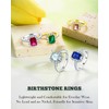 925 Sterling Silver Saphire Birthstone Rings for Women Sapphire Cocktail