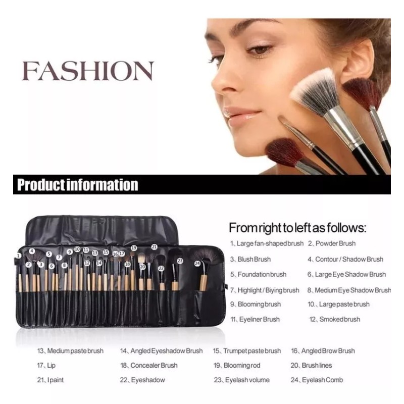 FOEONCO Set De 24 Brochas De Maquillaje Con Estuche Incluido