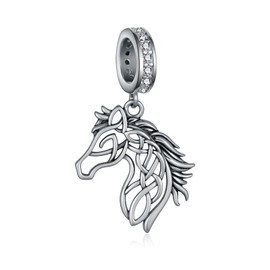 qielizhu Horse Charms for Bracelets 925 Sterling Silver Celtic Horse Jewelry Horses Gifts for Women Equestrian lovers Christmas Day Jewelry Present