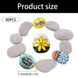 Stones for Painting, Pack of 40 Flat Pebbles for Painting, Ideal for Children and DIY Art, 1-3 cm Smooth Stones for Creative Projects and Decoration