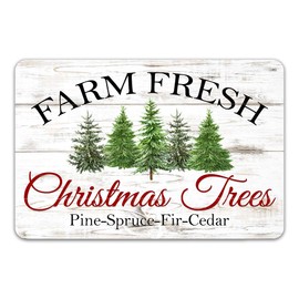 Farm Fresh Christmas Trees Sign Farmhouse Décor Decorations Wall Art Winter Décor Santa 8x12 108120097003