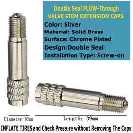 Double Seal Valve Stem Extenders,40mm Valve Stem Extensions Caps High Pressure Inflate/Flow Through Valve Stem Caps Tire Caps for High Pressure Cars, Trucks, Trailers RV Semi Bus Tires- V2B DS-1