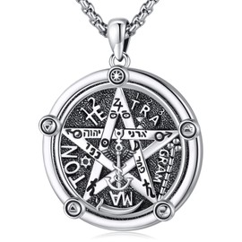 Eusense Pentagram Necklace Triple Moon Goddess Necklace 925 Sterling Silver Hecate Pendant Sun and Moon Pendant Jewellery Gifts Spiritual Amulet Wiccan Pagan Talisman for Men Women, Sterling Silver
