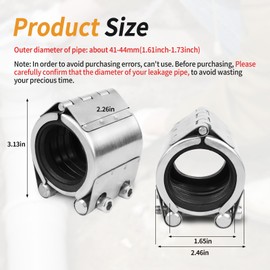 Pipe Repair Clamp Kit -1 1/4 Inch 41mm-44mm High Pressure Resistant Pipe Coupling Clamp for Plastic&Metal Pipes, Emergency Duty Leak Sealer with Stainless Steel, Quick Fix for Water/Gas/Oil Lines