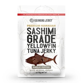Kaimana Ahi Tuna Jerky Garlic Pepper - Soft and Tasty - Premium Fish Jerky Made in the USA. High in Omega 3's, All Natural and Wild Caught - 2 Ounce (Pack of 3)