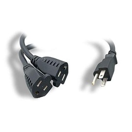 Monoprice Power Cord Splitter - NEMA 5-15P to 2X NEMA 5-15R 16AWG 10A/1250W SJT Black 3ft