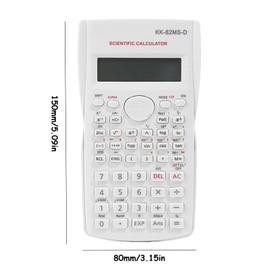 KK-82MS-D Portable Scientific Calculator Engineering Scientific Functional Calculator with 240 Functions Two-Line Display for Back to School Supplies Students Teachers Business Office Home(White)