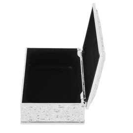 Keepsake Box, Vintage Style Metal Jewelry Box Carved Pattern for Family (Silver)