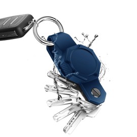 Aircawin Key Organizer for Airtag Case,Mini Key Holder for Airtag,Anti-lost Silicon Airtag Holder Case GPS Tracker Car Keys Finder Item Locator with Keychain&Keyring,Car Key Fob for Up to 6 Keys-Blue