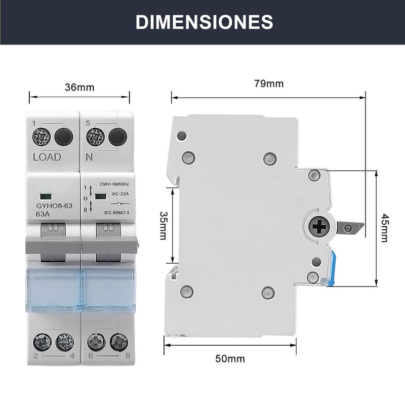 Manual Transfer Switch Mains Unlock 40A 2P + 2P MTS