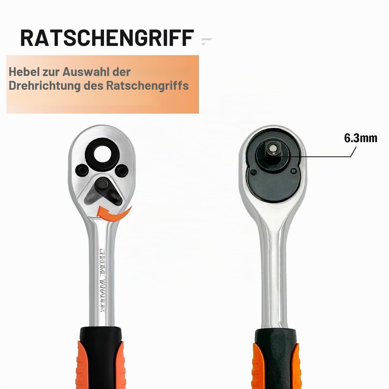 JinPhon 1/4 Inch Professional Ratchet Set, Socket Spanner Set 1/4,