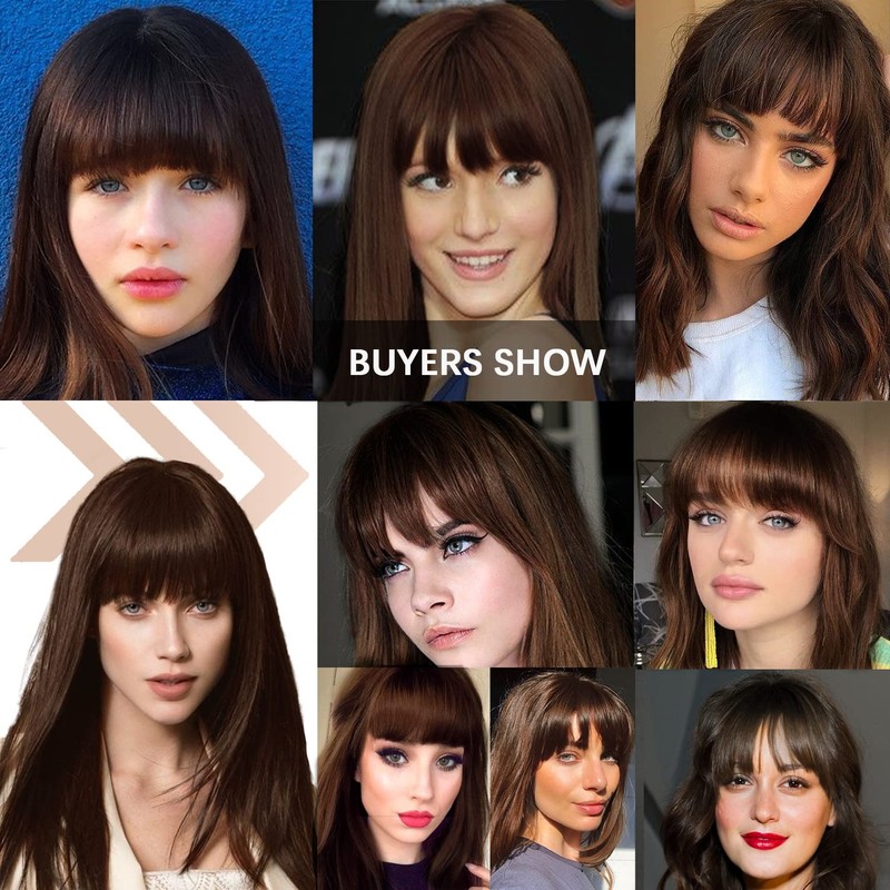 XRACEPHOL Clip in Bangs Brown Clip on Bangs with Temple