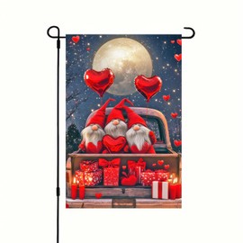 BlissYard Mother's Day Garden Flag 12 x 18 Inch Valentine Gnome Welcome Flag Love Hearts Garden Flag Anniversary Wedding Party Decoration Mother's Day Shooting Background Decoration Supplies.