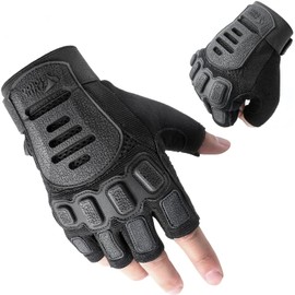 Zune Lotoo Airsoft Gloves, Wear-resistant Half Finger Motorcycle Gloves with High Mobility, TPR Impact Protection, Shock Absorbing Summer Tactical Gloves for Climbing, Paintball, Outdoor (L)