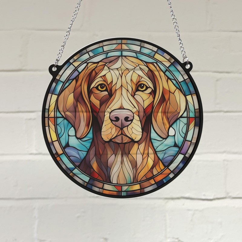 Image Industry Vizsla Stained Glass Effect Suncatcher - Garden Gift