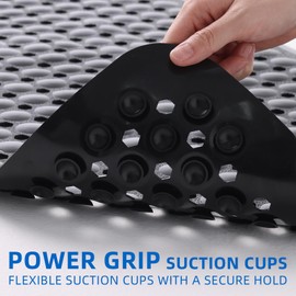 MOONFLY MOONFLY Shower and Bathtub Mat,40x16 Inches,Extra Long Non Slip Mats with Suction Cups and Drain Holes, Machine Washable and Anti Slip Bathmats, Bathroom Mats for Tub Nonslip (Black)