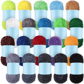 Amylove 20 Skeins Scrubby Yarn for Dishcloths Assorted Colors for Crocheting Polyester Scrubby Assortment Pastel Yarn for Knitting Dishwashing Dishcloths Craft Project(Dark Color)