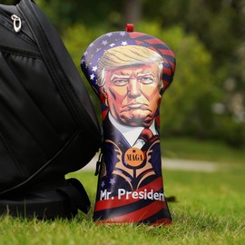 President Golf Head Covers, Funny Driver Headcover, Premium Leather Golf Club Covers for Club Protective, Golf Gift Accessory for Man