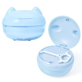 Estuche para Retenedores para Limpieza, Estuche de Retenedores Hermético Lindo con Herramienta para Quitar Retenedores y Cepillo (Gato Azul)