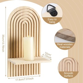 Hnonoxy Set of 2 Wall Shelves, Floating Shelf for Wall Decoration, Hanging Shelves for Wall Storage, Boho Bookcase, Wall, Wall Shelf, Natural Wood Hanging Shelf for Bedroom, Living Room