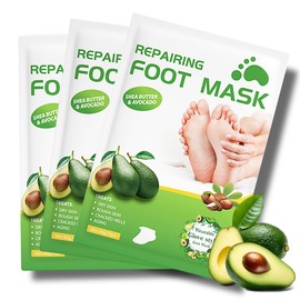3 Pairs Avocado Repairing Foot Mask – Nourishing Foot Treatment with Avocado Oil & Shea Butter – Moisturising Socks for Foot Care - Hydrating & Softening for Dry, Cracked Heels