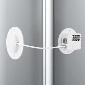 Refrigerator Lock with Combination, Keyless Security Lock for Freezers, Cabinets, Drawers, Easy Installation (1, White)