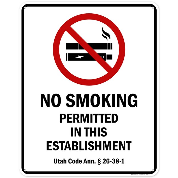No Smoking Permitted In This Establishment Utah Sign, 24x30 Inches,