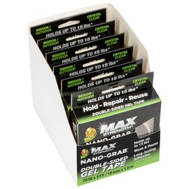 Duck Max Double-Sided Gel Tape with Nano-Grab Technology, Clear, Multi-Purpose & Removable, 0.94" x 5 Feet, Clear, 6 Pack (287640)