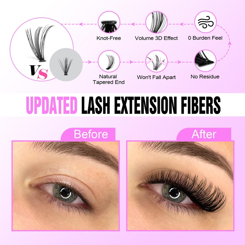 Pawotence Lash Extension Kit DIY 280pcs Individual Lash Clusters Kit