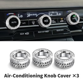 Polodunn Interior Accessories Compatible with Honda Pilot 2025 2024 2023 - Air Conditioning, Volume Radio Tune Knob Cover, Push Start Button Cover/Ring, Sparkling Decorative 6pcs/Set (Bling)