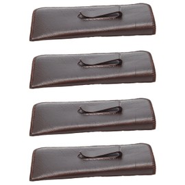 Calabria S-41 Soft Slim Slip In Eyeglass Case w/Pocket Belt Clip PU Leather Mens Womens Glasses Holder Pouch Sleeve Storage, Brown (4 Pack), Medium