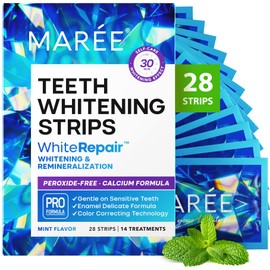 MAREE Teeth Whitening Strips with Mint Flavor - Comfortable for Sensitive Teeth - Calcium Formula for Gentle Dental Care & Fresh Breath - Pack of 28