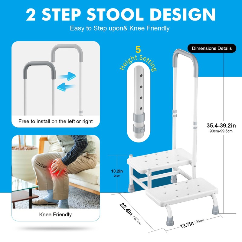 FORTEMOTUS 2 Step Stool with Handle for Elderly - Heavy