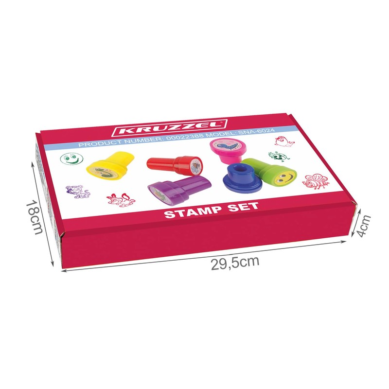 KRUZZEL 60 Piece Plastic Stamp Set for Children Self-Inking Animals