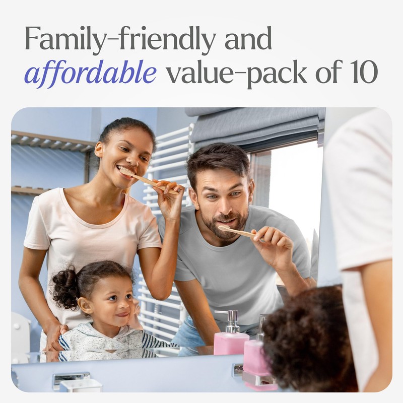 VIVAGO Bamboo Toothbrushes Medium Bristles 10 Pack - BPA Free