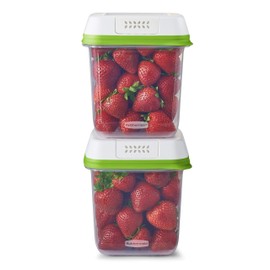 Rubbermaid FreshWorks Saver, Medium Produce Storage Containers, 2-Pack, 7.2 Cup, Clear