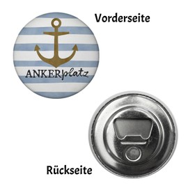 Anchor Magnet with Bottle Opener Round with Saying Anchor Place by the Sea Maritime Favourite Place for Coastal Children - Home in the North