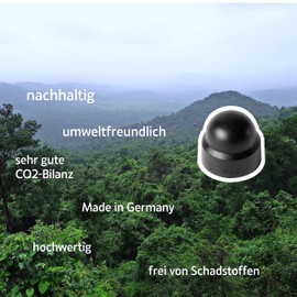 20 x Hexagonal Cover Caps - Made in Germany - Protective Caps M6 - Screw Caps, Nut Protection Caps, Cover Screws - Black Plastic Caps