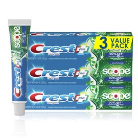 Crest Complete Whitening + Scope, Long Lasting Mint Toothpaste, Triple Pack (3 Count of 5.4 oz Tubes), 16.2 oz
