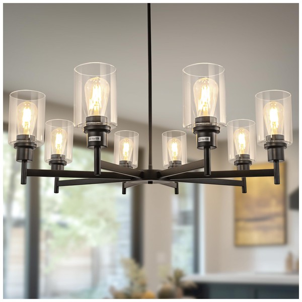 L LOHAS LED 8-Light Black Chandelier for Dining Room Light