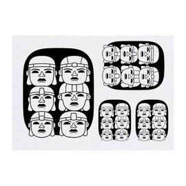 4 x 'Olmec Heads' Temporary Tattoos - Water Resistant, Skin-Safe, Non-Toxic Transfers, Mixed Sizes (TO00078484)