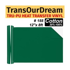 TransOurDream Matte Green HTV Heat Transfer Vinyl Roll for All Cutter Machines - 12'' x 8ft PU Dark Green Iron on Vinyl for T-Shirts - Thin and Easy to Weed
