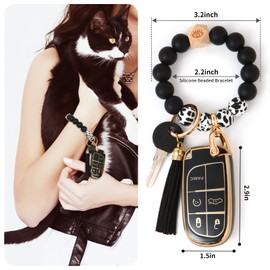 QfungYe for Jeep Accessories Wristlet Key Fob Cover, Anti-Fingerprint Special TPU Key Case，Compatible with Grand Cherokee Renegade Dodge RAM Durango Challenger Chrysler 200 300 Fiat Smart