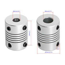 Aopin Flexible Coupling Motor 6mm to 8mm Shaft for 3D Printer, Length 25mm/1" Coupler Motor Connector Casing Joint, Suitable for Car Model Shaft, CNC Machine, Motor Guide, DIY Encoder, 2pcs