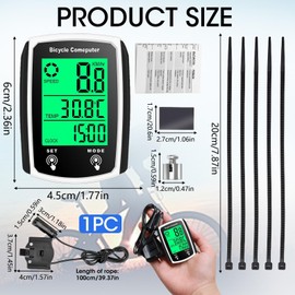 Bike Computer, 19 Functions IP54 Waterproof GPS Speedometer Odometer, Wired Cycling Computer Touch Screen with LCD Backlit Touch Screen, Men Universal Cycle Computer Bike Speedometer
